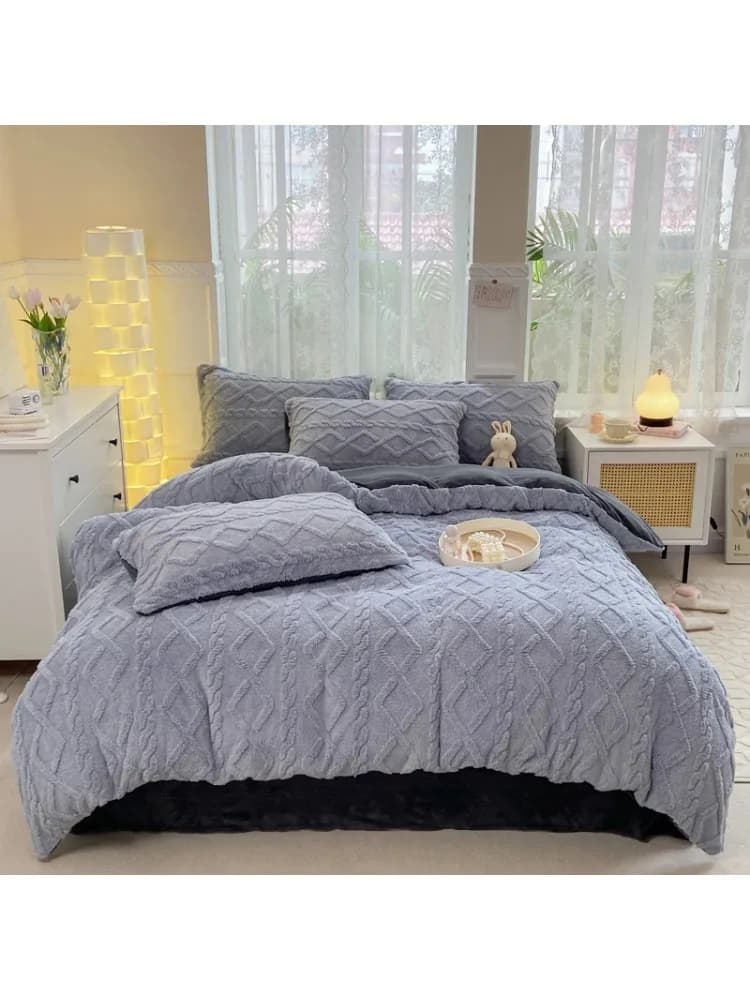 1pc Dikker Flanel Dekbedovertrek Cartoon Beer Dekbedovertrek voor Kinderen Winter Warm housse de couette220x240cm (zonder kussensloop)