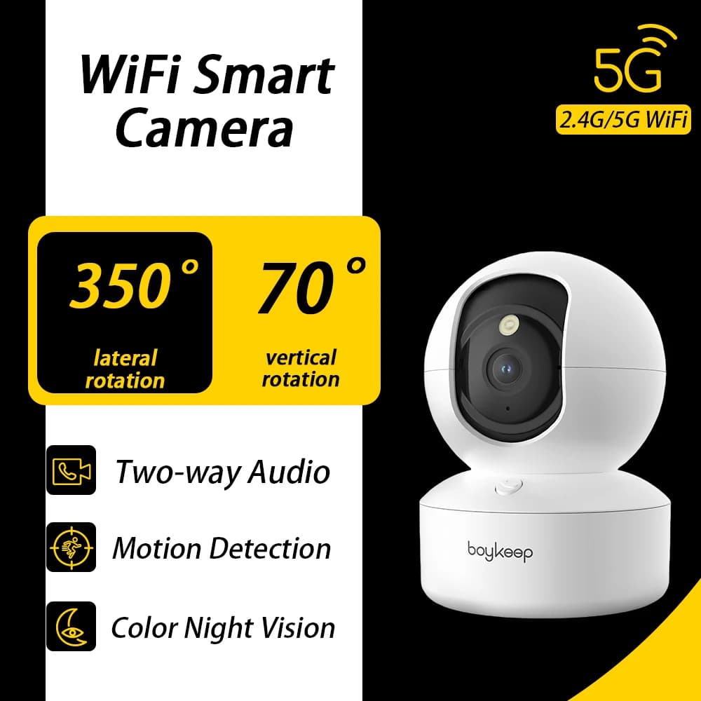 BoyKeep 3MP 5G/2.4GHz WiFi Indoor Home Security IP Smart Babyfoon Camera Automatische Tracking 24/7 Video Surveillance Camera