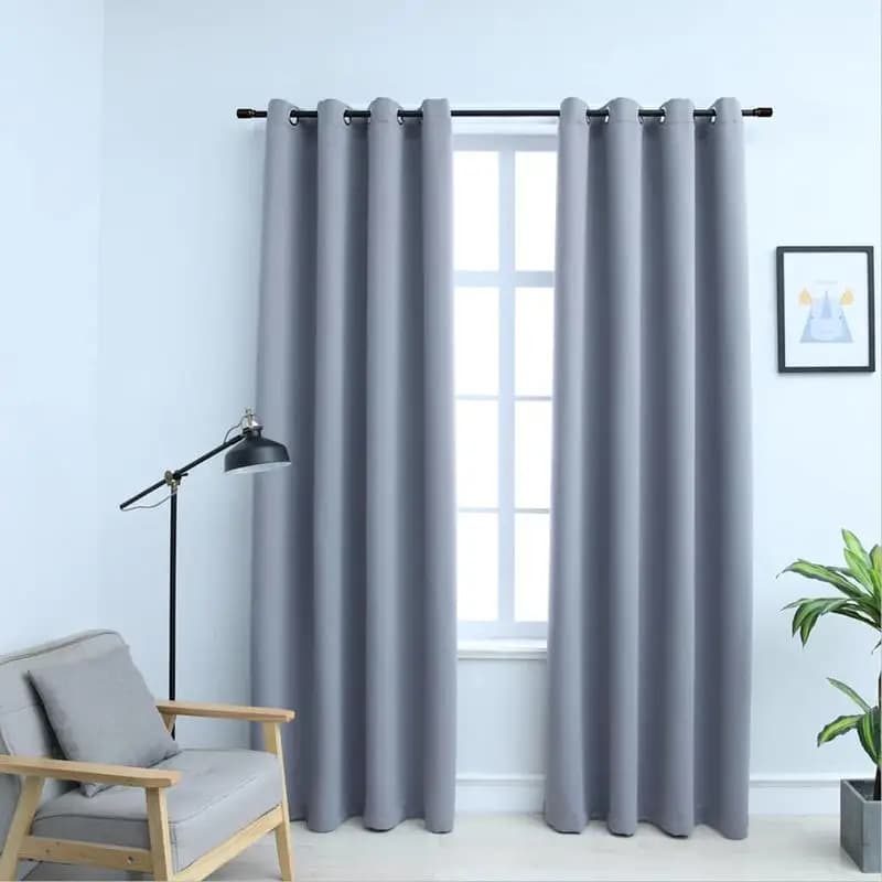 Verduisterende gordijnen grijs 140x225cm 2 stuks metalen oogjes makkelijk schoon te maken