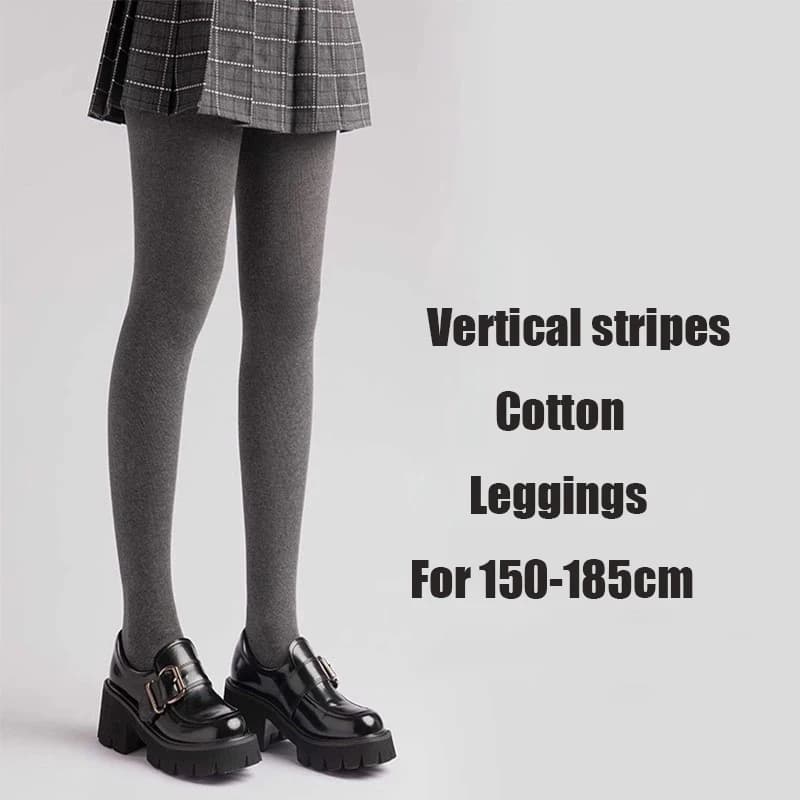 Winter Dames Plus Dikke Warme Katoenen Streetwear Pantyhose Vrouwen Meisjes Gebreide Strakke Polar Fleece Voering Verticale Lijnen Leggings