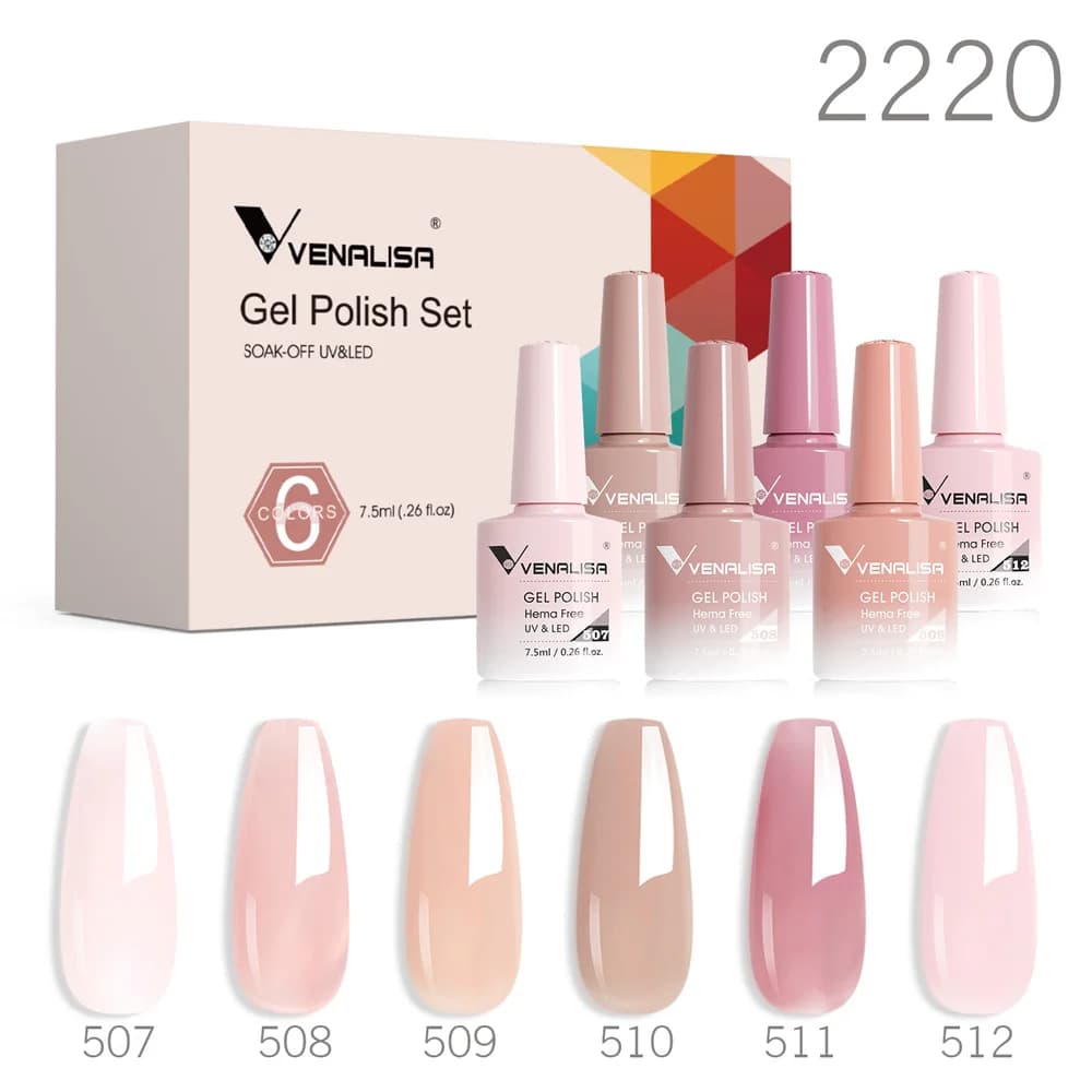 6 stks/set VIP5 Venalisa Gel Nagellak HEMA GRATIS Jelly Roze Naakt Kleur Vernis Losweken UVLED Semi Permanente Lak Branded Kit