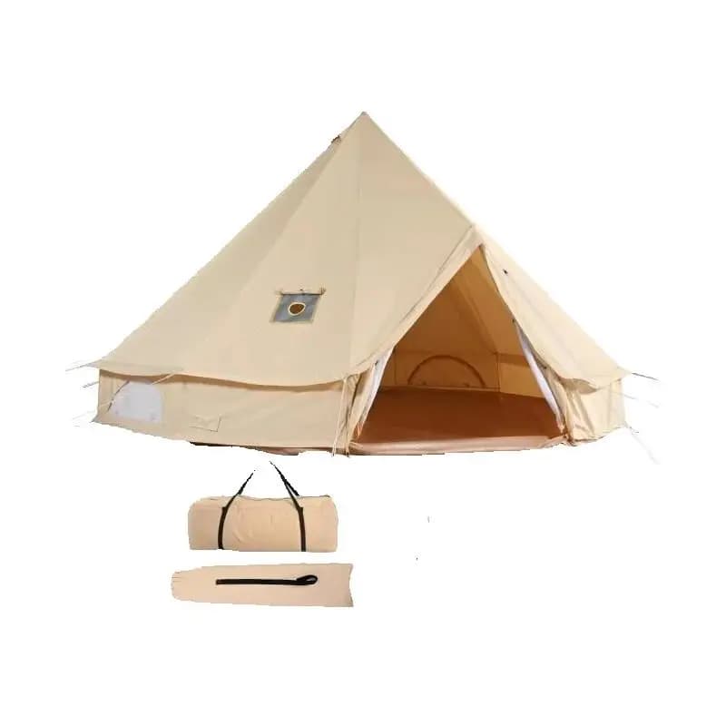 SucceBuy Canvas Bell Tent 4 Seizoenen 3m/6m Yurt Tent Canvas Tent voor Kamperen met Kachel Jack Ademende Tent Houdt maximaal 4 personen