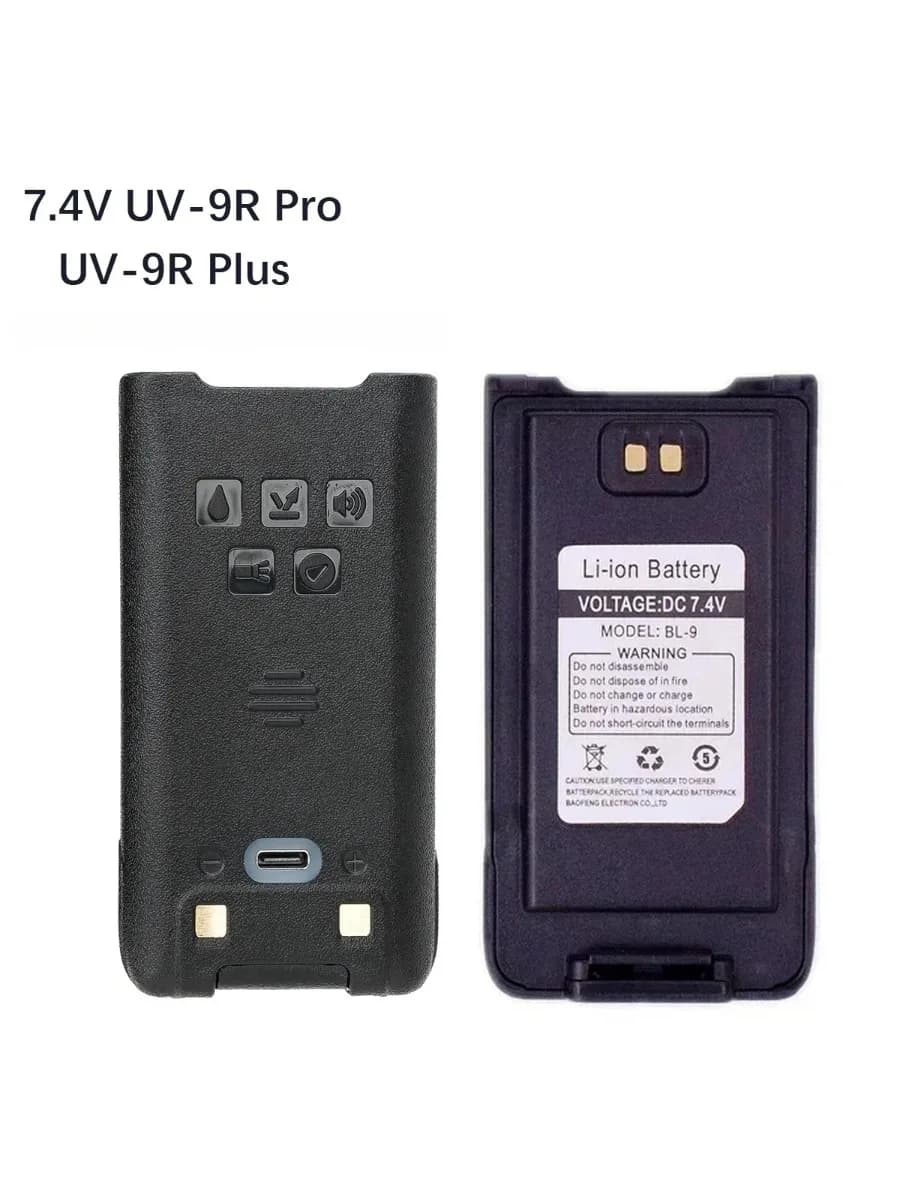 7,4 V UV-9R Pro Li-ion batterij compatibel met Baofeng Walkie BL-9 IP68 waterdichte ondersteuning Type-C opladen voor UV-9R Plus UV-XR