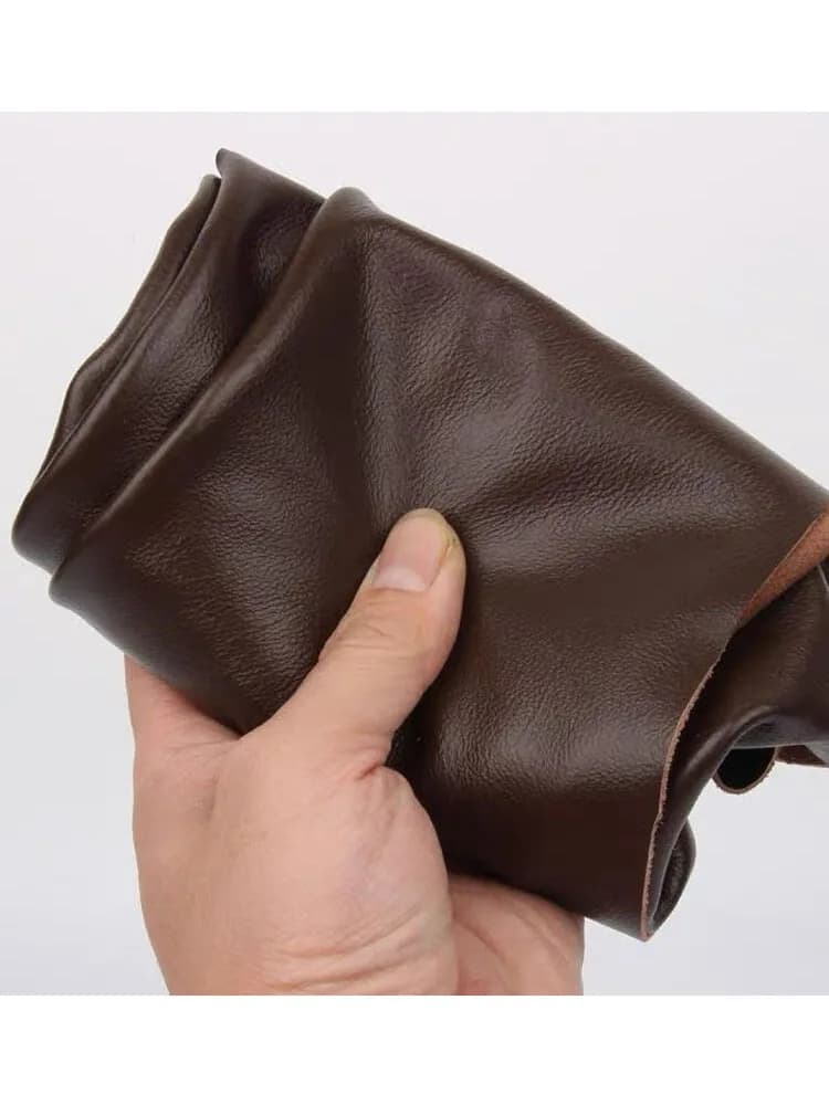 Bruin dun koeienhuid 1,0 mm echt lederen zitbank en nachtkastje, gemaakt van eerste laag koffiekleurig ultradun leer ma