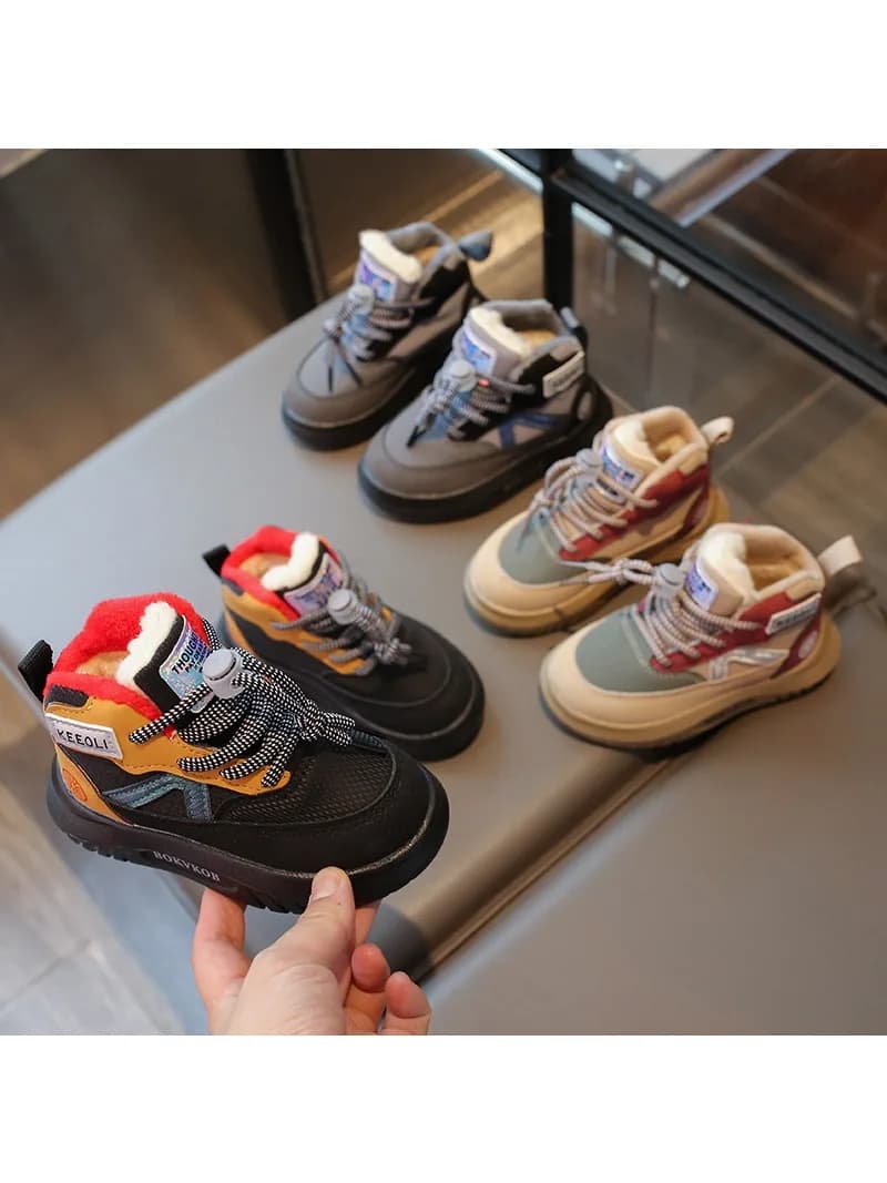 2024 Winter Nieuwe Kinderen Casual Schoenen voor Meisjes Jongens Mode Koreaanse Stijl Zachte Bodem Anti-gladde Veelzijdige Chic enkel Schoenen