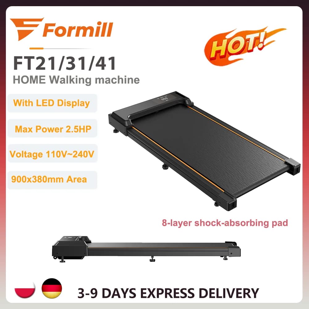 Formill FT21/FT31/FT41 Loopband 2,5 pk 12% hellingsverstelbare motor 6 km/u snelheid Draagbare loopband Antislip schokabsorptie Loopband Thuiskantoor