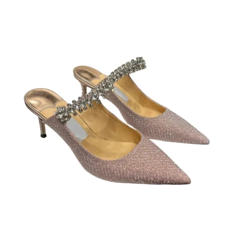 Dames sandalen 2026 zomer nieuw casual en comfortabel spitse strass ketting lage hoge hakken dames Mueller schoenen