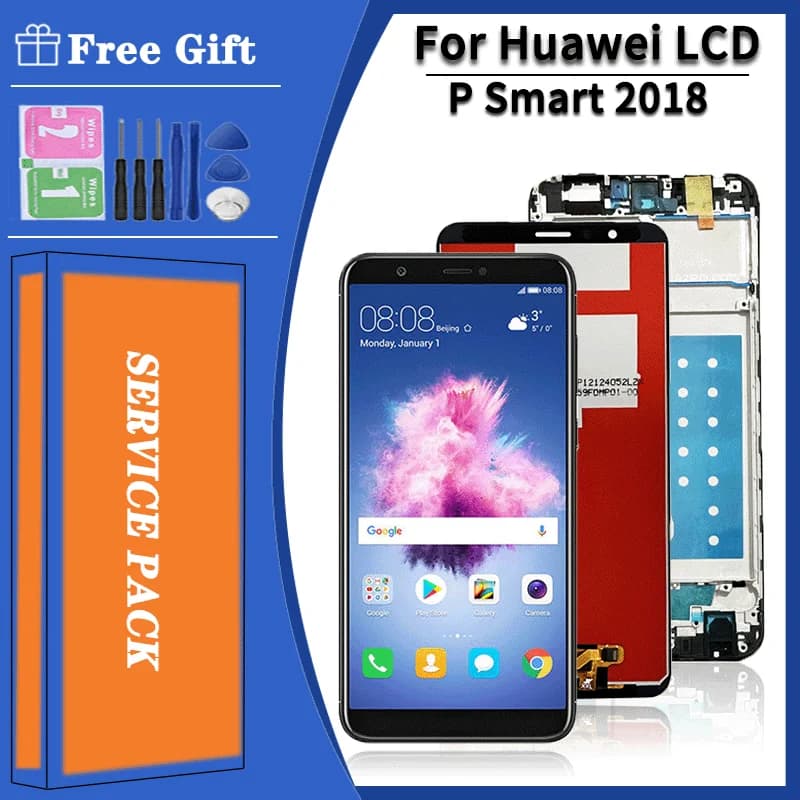 FIG-LX1, LA1, LX2, LX3, TL10, AL10, AL00 Premium LCD Voor Huawei P Smart 2018 Display Touch Screen Digitizer Panel Assembly