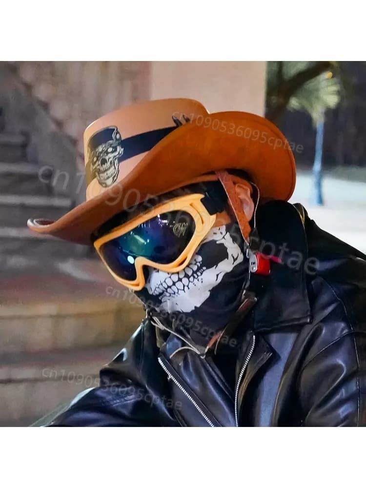 Cowboyhelm met volle rand en hoogwaardige beschermende veiligheidshelm voor buitengebruik, zonwering, harde helm, motorhelm