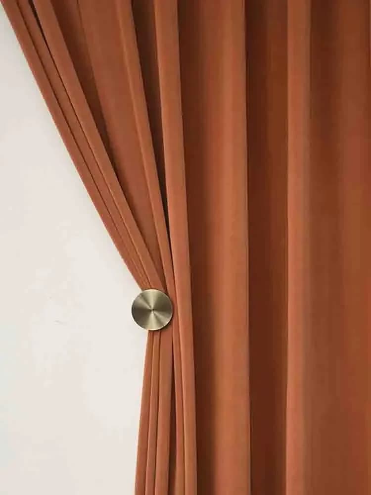 Moderne Scandinavische luxe gordijnen voor woonkamer, eetkamer, slaapkamer, verduisteringsstof Australische wol, fluweel, oranje karamel, op maat