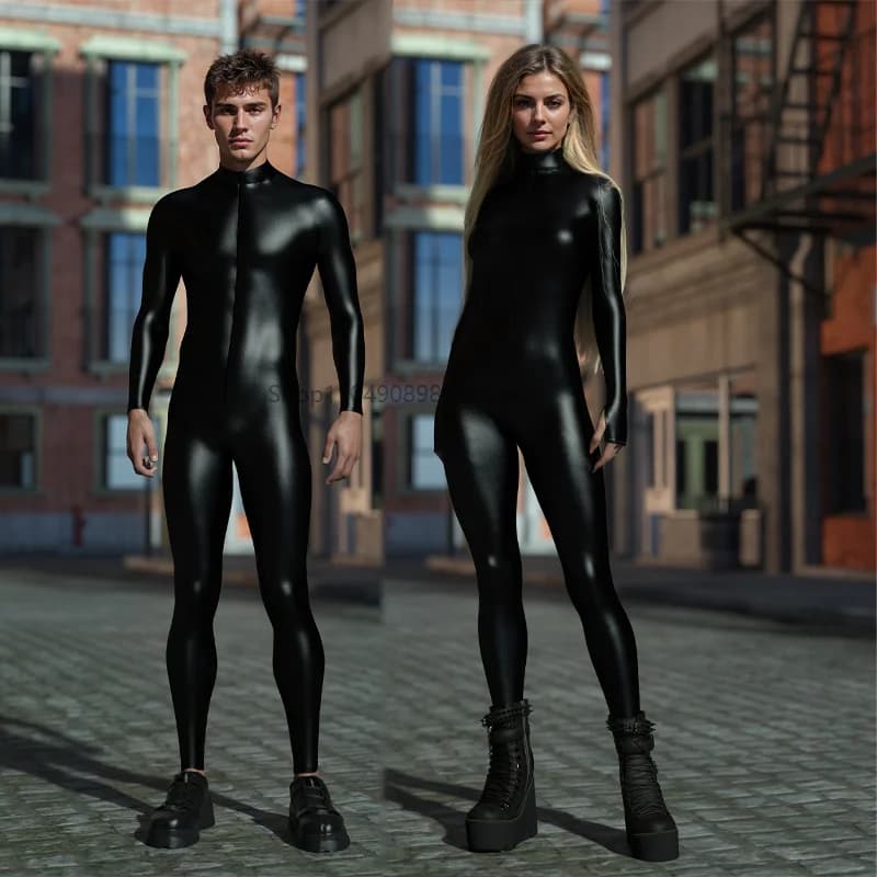 Sexy zwarte jumpsuit Halloween punk cosplay Zentai pak vakantie feest bodysuit nachtclub Catsuit rave kostuums fietsen outfit 2025
