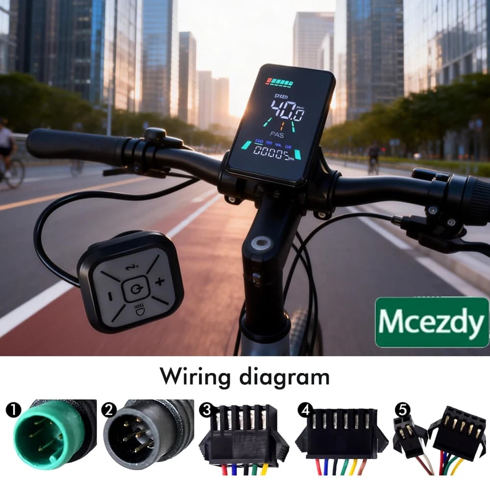 L5 LCD-displaymeter Dashboard Snelheidsmeter Elektrische fietsmeter Fietscomputer Fietskilometerteller LCD-scherm Bedraad