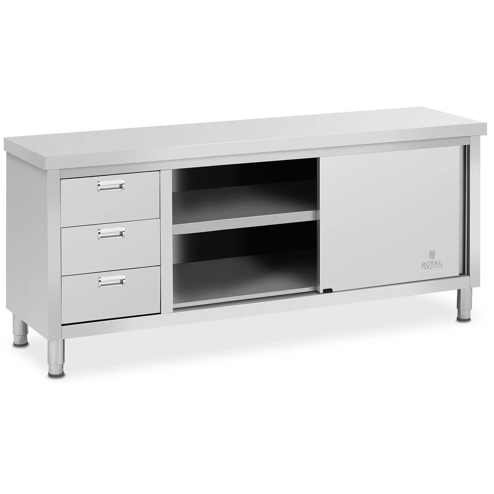 RVS Werkkast ECO 200 x 60 cm 600 kg Royal Catering - Werktafels met Kast by