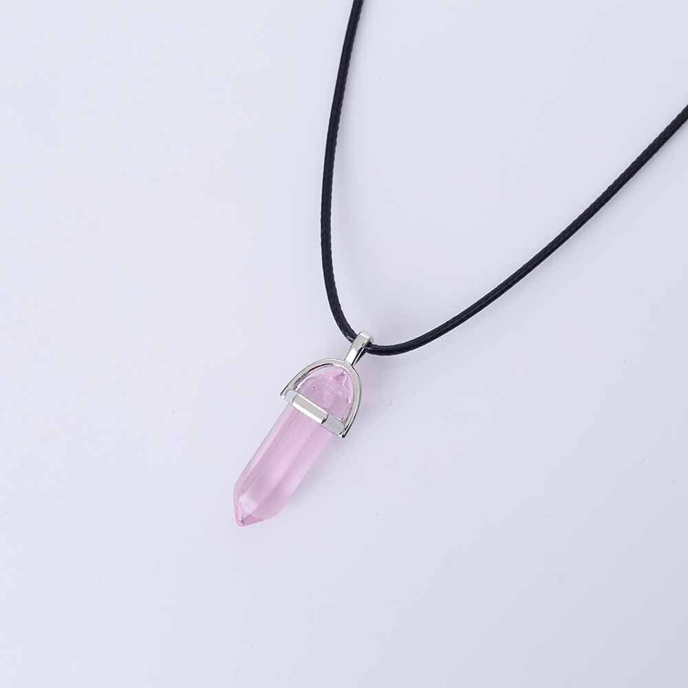 Lederen Gemstone kettingen - Lila