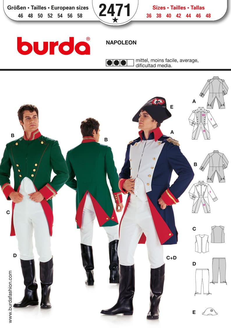 Napoleon, officier, generaal en soldaat (maat 46-58) Burda 2471 -  Patronen - multi