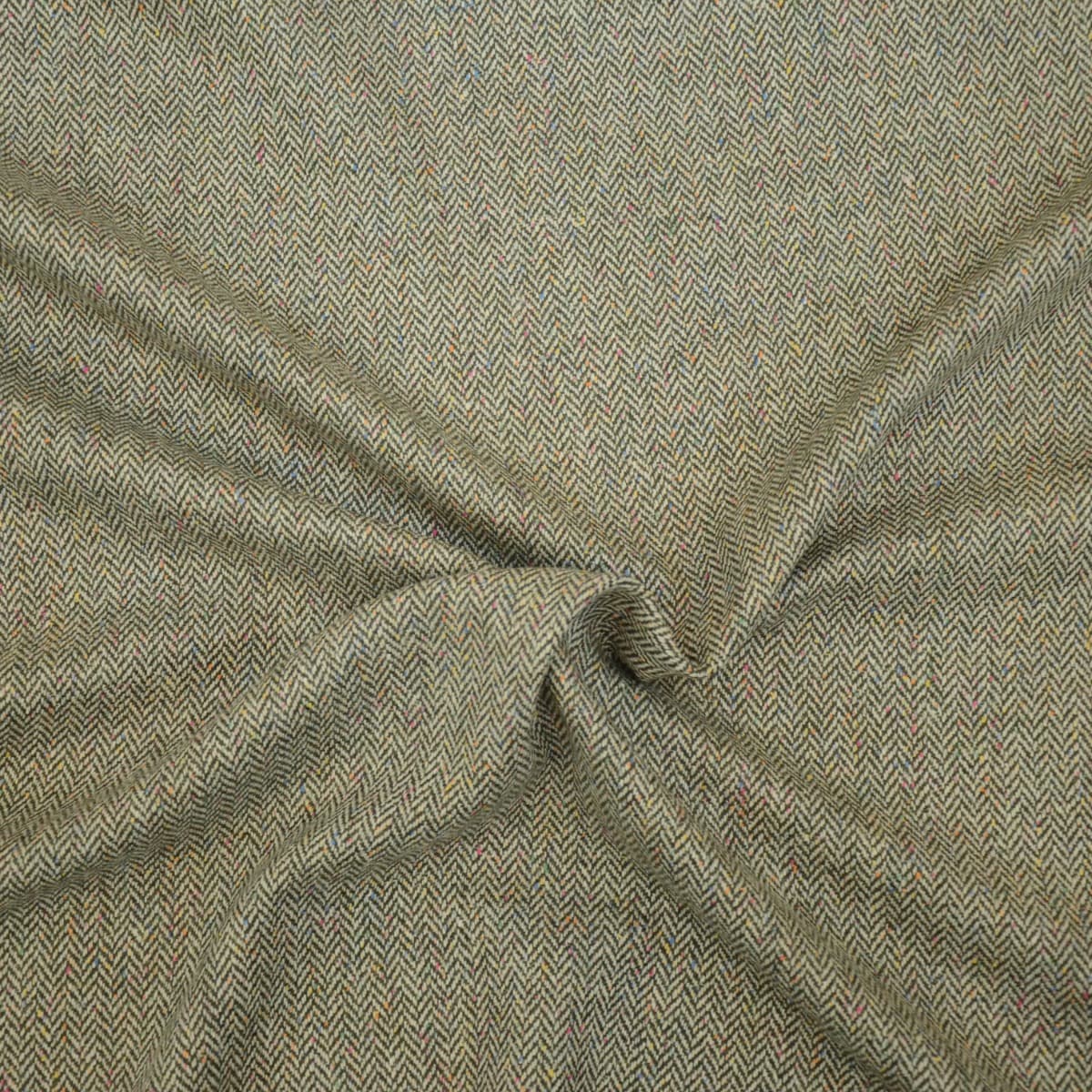 Groen VISGRAAT tweed wolmix stof met stretch Italiaans import - wol mix Stoffen - groen - 145 cm breed