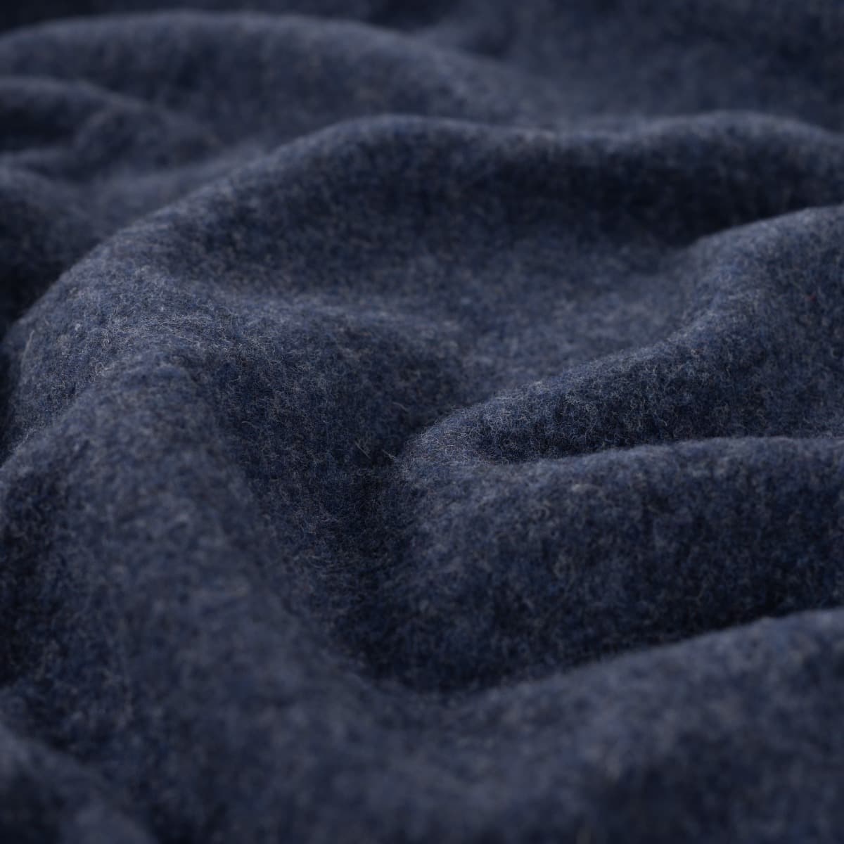 NAVY melange merino wol fleece - wol Stoffen - blauw - 140 cm breed