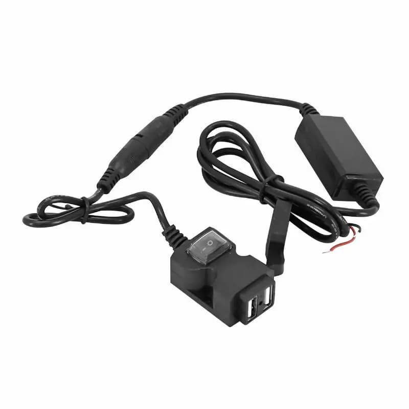 USB-oplader met schakelaar < stuur- en achteruitkijkspiegelbevestiging Avoc