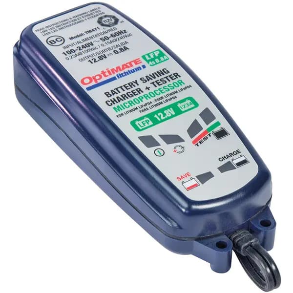 Motorfiets acculader Tecmate Optimate Lithium 0.8A-4BANKS0.8A