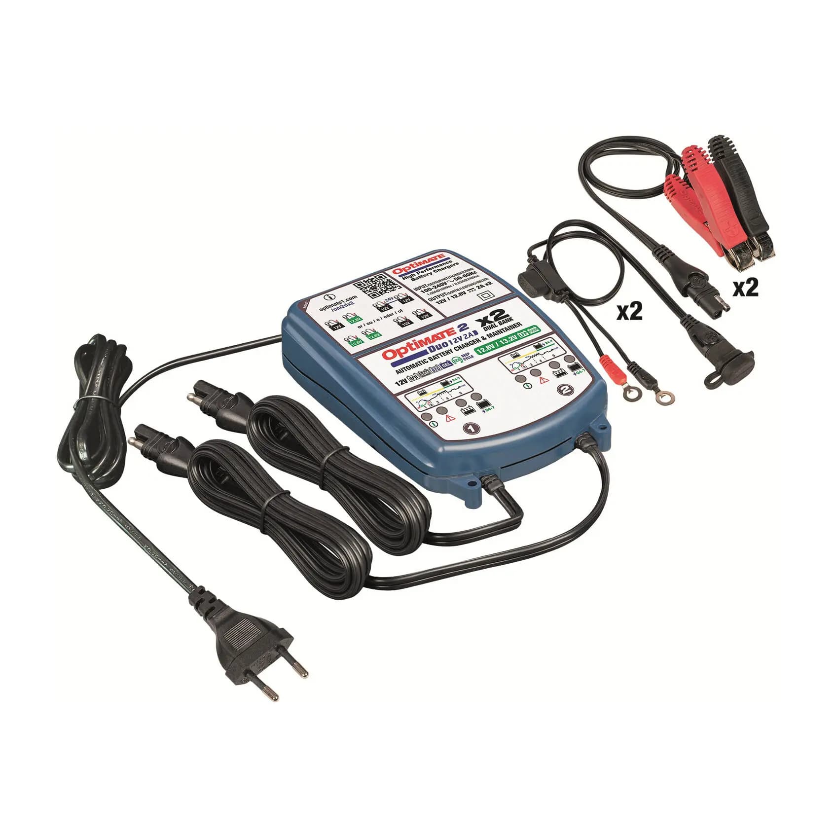 Motorfiets acculader Tecmate Optimate 2 duo 2-banks