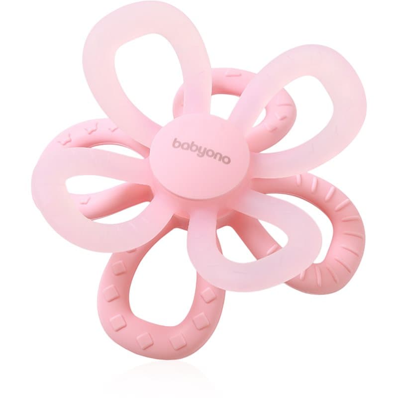 BabyOno Silicone Teether Flower bijtring Pink 1 st