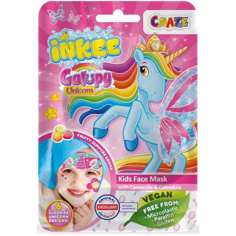 Craze INKEE Unicorn Cellaag Masker voor Kinderen 5y+ 1 st