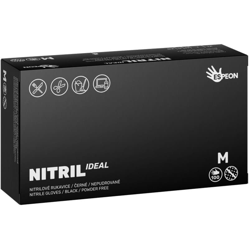 Espeon Nitril Ideal3 Black nitril poedervrije handschoenen maat M 100 st