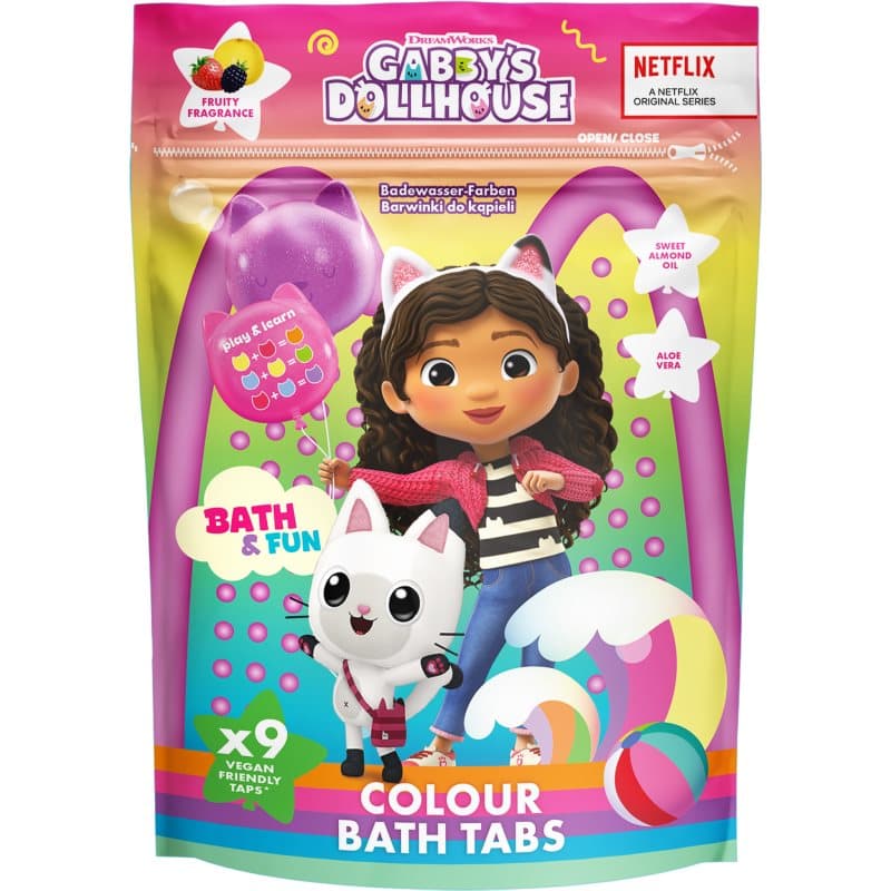 Gabby's Dollhouse Colour Bath Tabs gekleurde badbruistabletten 3y+ 9x16 g