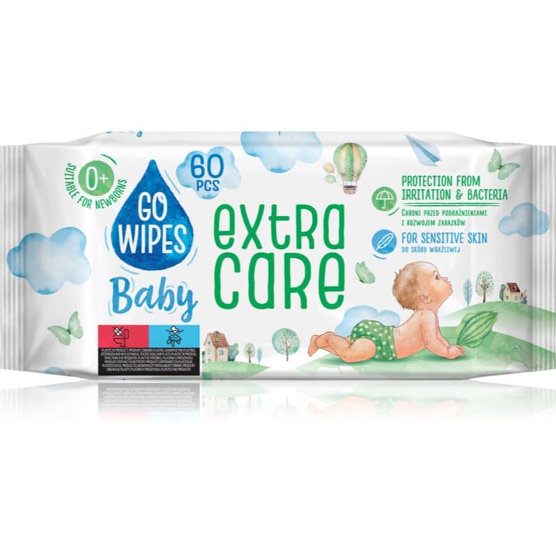 GoWipes Extra Care Vochtige Reinigings Doekjes voor Kinderen voor Gevoelige Huid 0+ 60 st