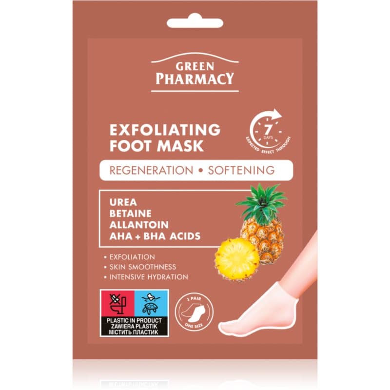 Green Pharmacy Foot Care Exfoliating Foot Mask regenererende sheet mask voor voeten en nagels 2x20 ml