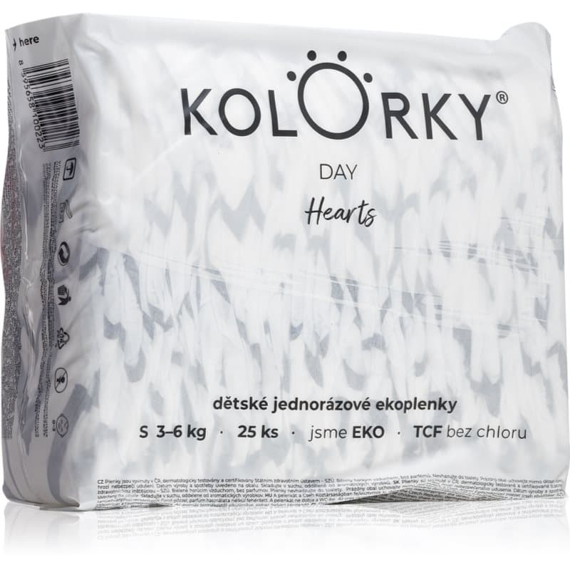 Kolorky Day Hearts eco-wegwerpluiers Maat S 3-6 Kg 25 st