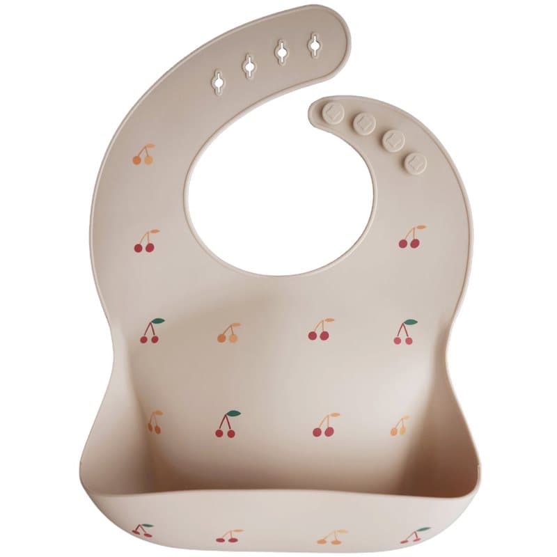 Mushie Silicone Baby Bib slab Cherries 1 st
