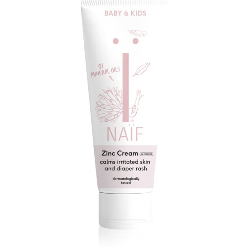 Naif Baby & Kids Zinc Cream Crème tegen Luieruitslag voor Kinderen vanaf Geboorte Parfumvrij 75 ml