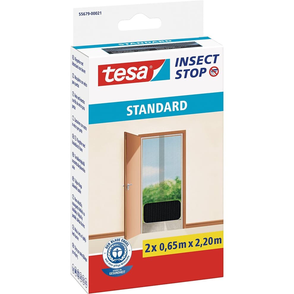TESA Standaard Klamboe voor Deuren - 2 m x 0,65 m x 2 m - Zwart