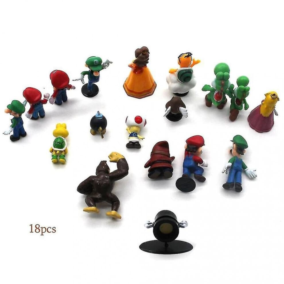 18 stuks Cake Toppers Super Mario figuren schattig speelgoed verjaardag Kids Gift