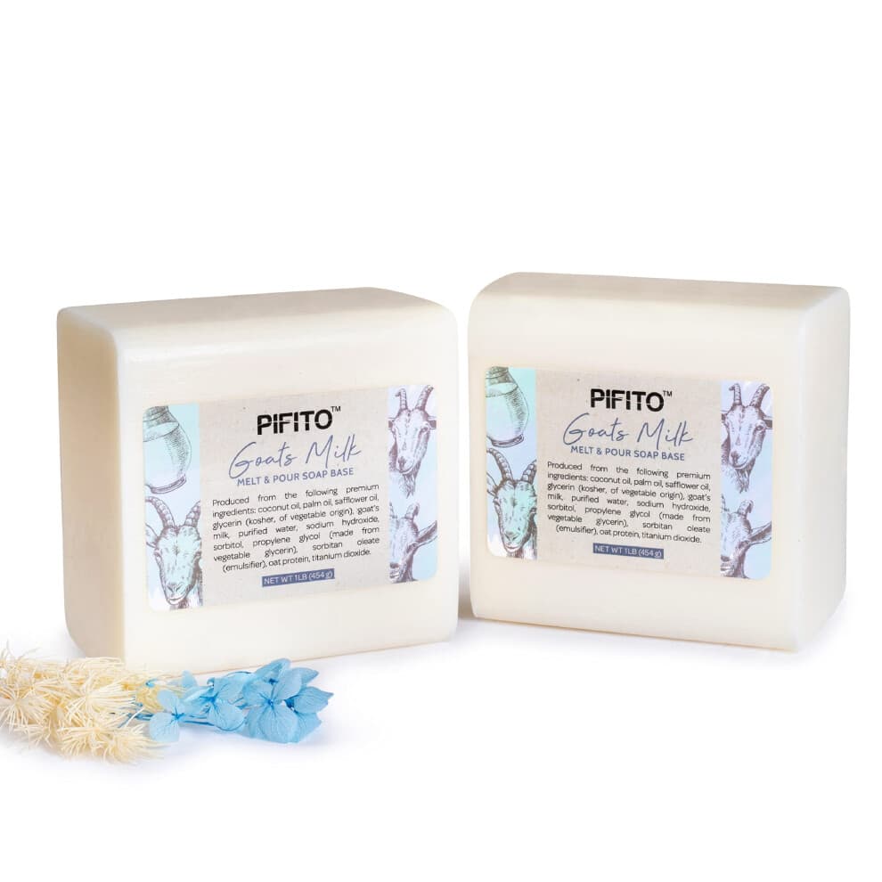 Pifito Geitenmelk Smelt en Giet Zeepbasis (2 lb) Premium 100% Natuurlijke Glycerine Zeepbasis