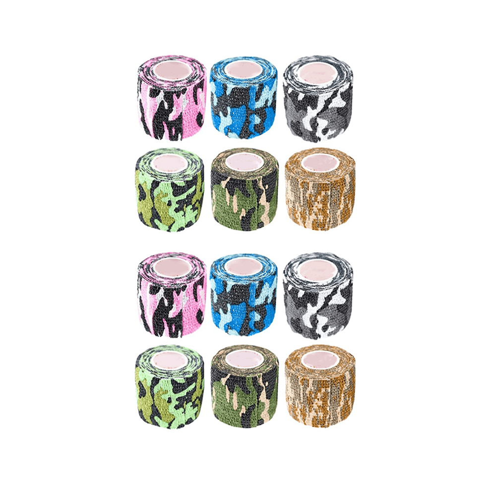 12 rollen wikkeltape in bulk (geassorteerde en camouflagekleuren willekeurig) Vet Tape zelfklevend