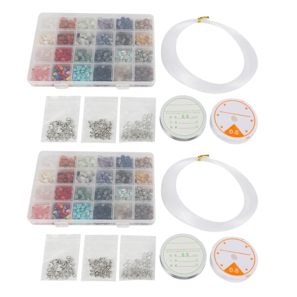Set van 2646 onregelmatige edelsteenkralen met afstandskralen, kreeftensluitingen, elastische ringetjes voor het maken van doe-het-zelf sieraden.