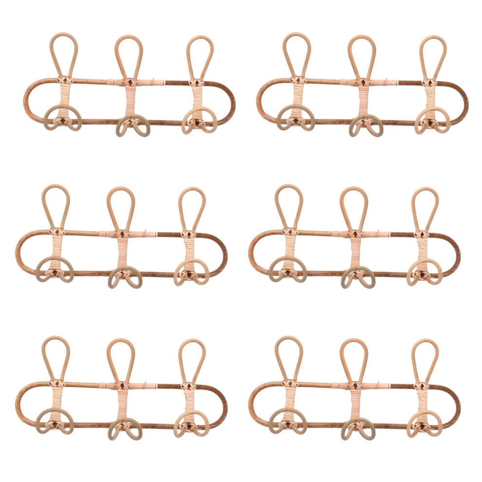 6x rotan wandhaken kinderkleding organizer rek kleding hoeden ophanghaak rotan hanger kinderhanger