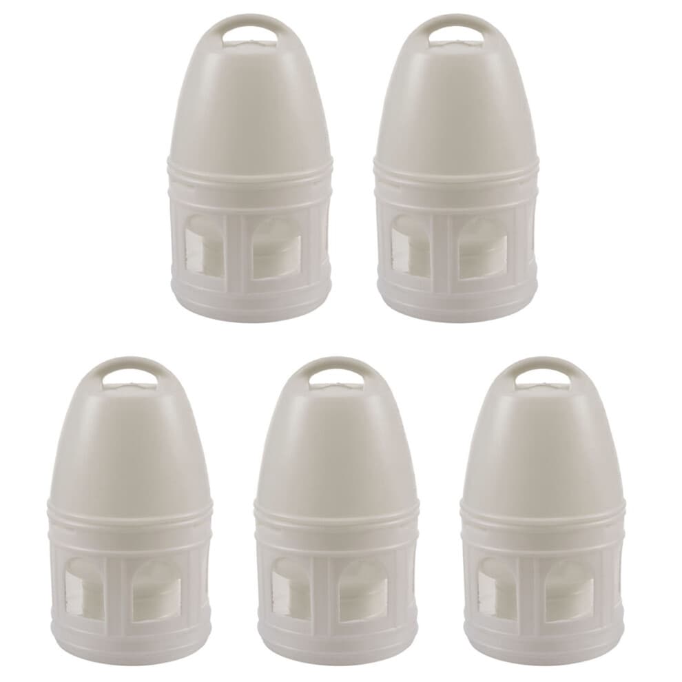 Set van 5 verwijderbare witte plastic waterdrinkers met handvat voor duiven en vogels, 29 x 17 cm