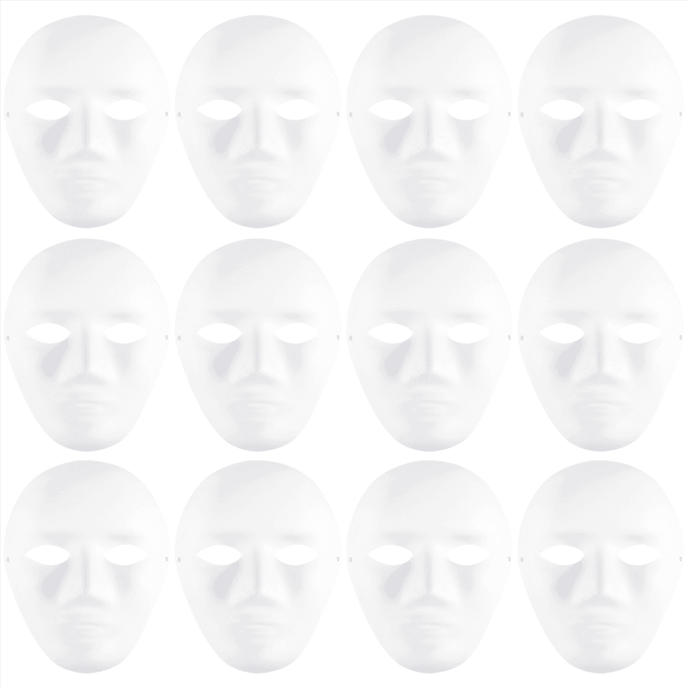 Wit masker, 12 stuks blanco DIY dans cosplay papieren masker om te decoreren