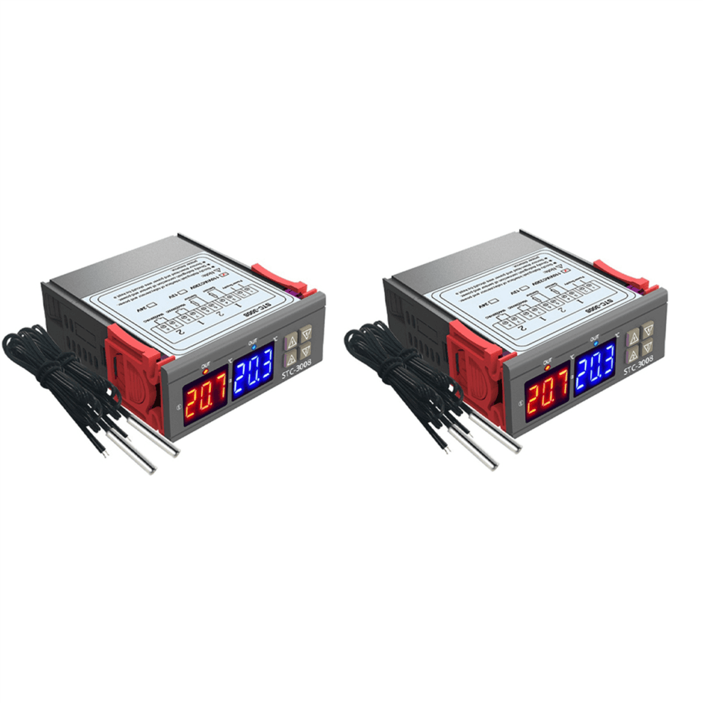 2X Digitale Thermostaat Temperatuurregelaar STC-3008 Thermometer Sensor Hygrometer 12V 24V 220V