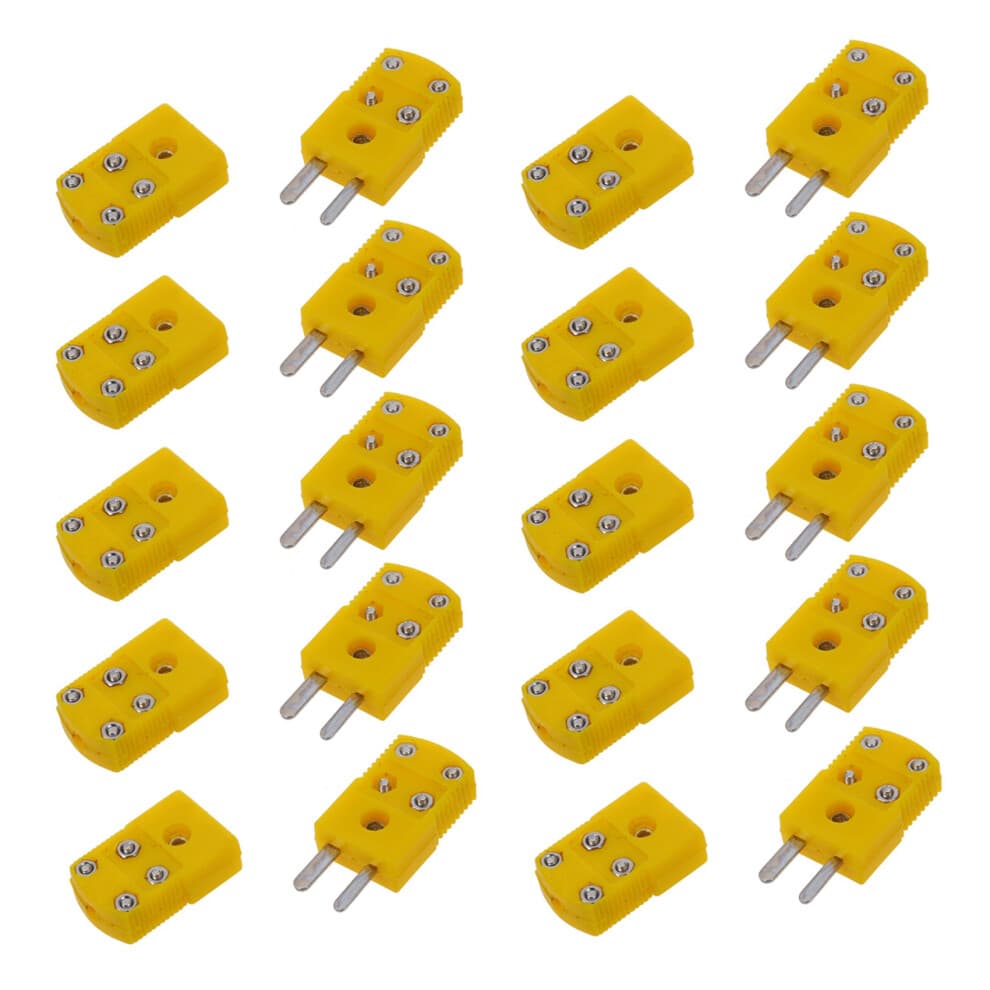 20X Gele kunststof mantel K-type thermokoppel stekkerdoos connectorset