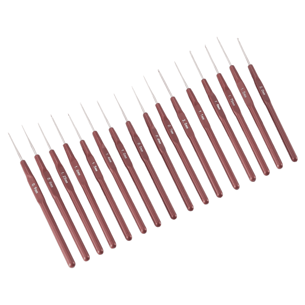 16 stuks ABS handvat haaknaalden breinaalden set haakwerk en knuckles 0,5 mm-2,5 mm 16 maten