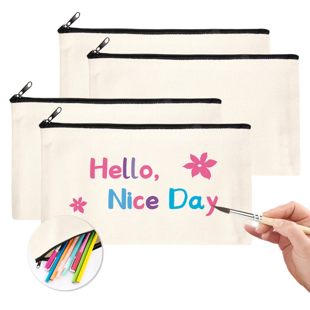 40 stuks canvas rits tas etui cosmetische blanco DIY knutsel school