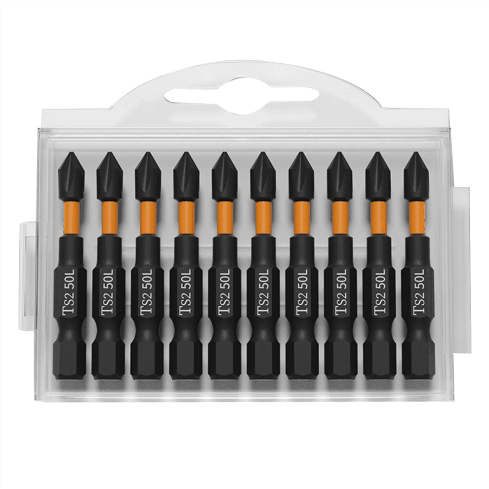 10 Stuks 50mm PH2 Magnetische Kruisbitset Kruis Impact Batch Hardheid Schroevendraaier Bit Handgereedschap