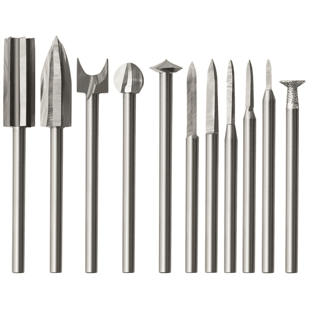 Houtbewerkingsboorset 11 Stuks Graveerbooraccessoires Ambachten Slijpen Houtbewerkingsgereedschap met 1/8 Inch voor Doe-Het-Zelvers
