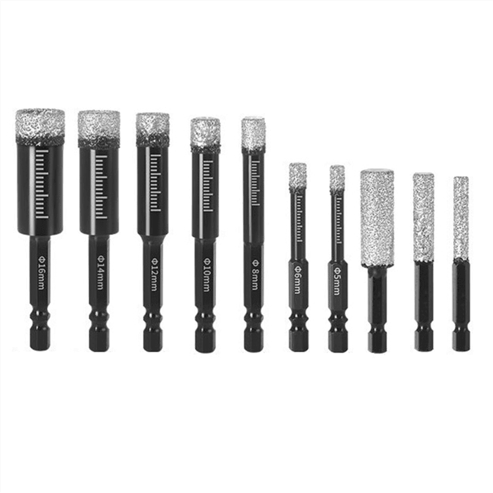 10 Stuks Zeshoekige Schacht Gesoldeerde Droge Keramische Tegel Diamantboor 5-16mm Gatenzaag Marmer Porselein Bekerzaag Gatopener