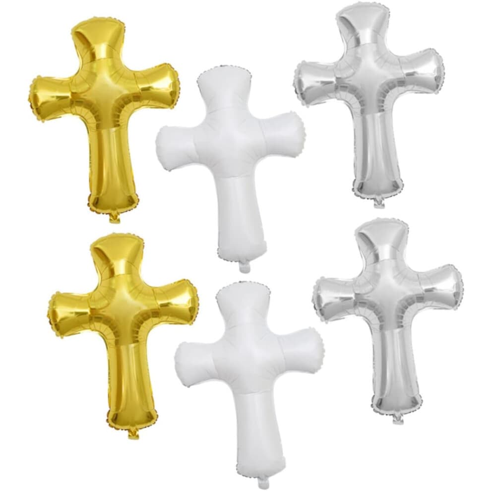 6 stuks kruisvormige ballonnen voor doop- en doopdecoraties. Decoratieve ballonnen in de vorm van een heilig kruis.