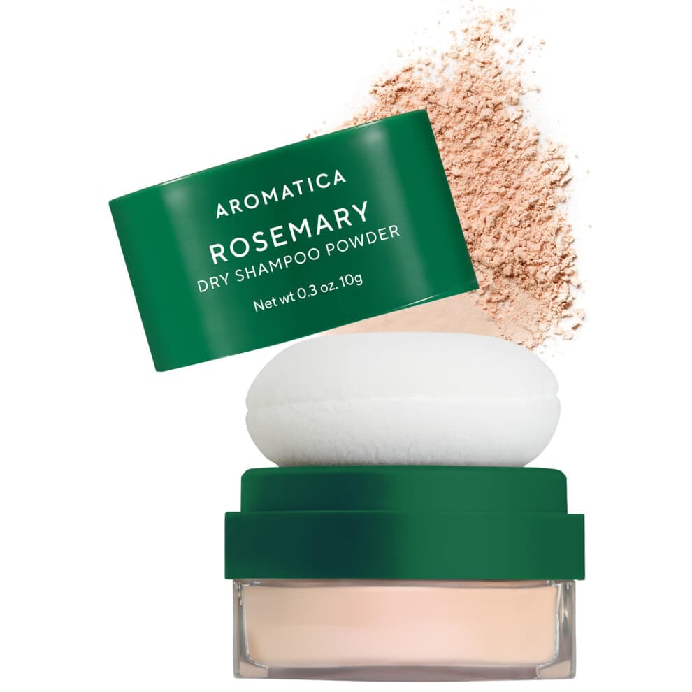 AROMATICA Rosemary Dry Shampoo Powder 10g/0.3oz - Travel Size Dry Shampoo with Panthenol and Biotin For Hair | Non aerosol & Talc Free
